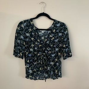 American Eagle Black Floral Blouse